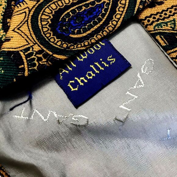 Gant Vintage Tie Challis Wool Paisley Orange Wide Swing Art Deco MCM Mob Mad Men - Picture 3 of 12